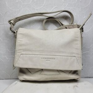 Liebeskind Berlin Leather Shoulder Bag Cream Flap Tassel Accent Unique Design